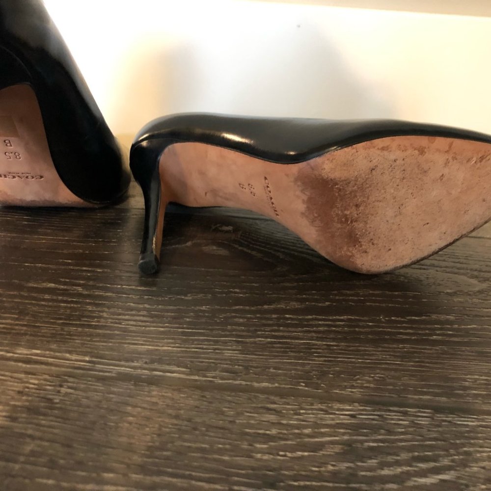 Coach Classic Black Leather Pointed Toe Heels Pumps Size US 8.5 - Picture 6 of 10